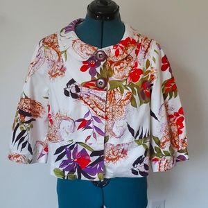 CR Sports Floral Blazer, 3/4 length, Sz 8